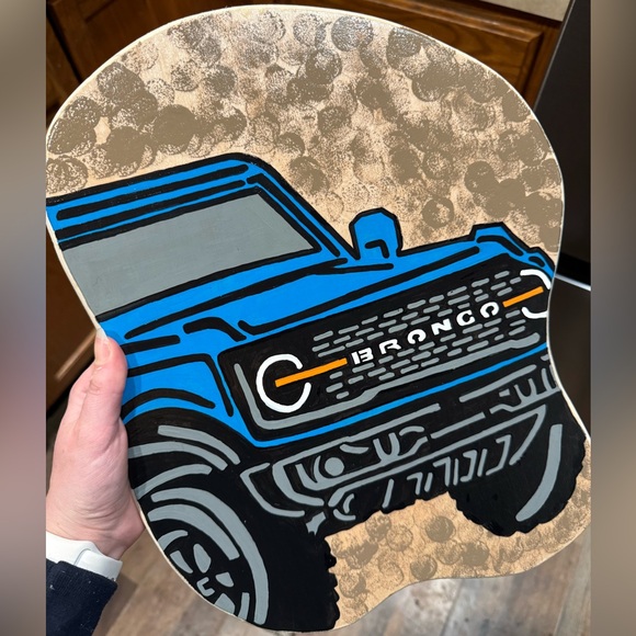 Hand Painted Blue and Black Bronco Wall Art Piece - Picture 3 of 3
